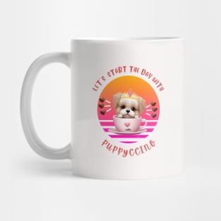 Let's start the day with puppyccino (cappuccino) princess poodle puppies in a coffee cup, pun art Mug